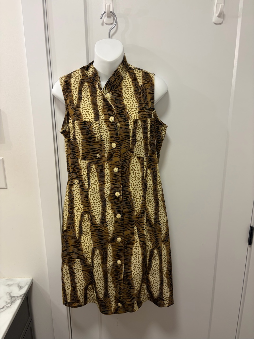 Y2K Jessica Brown and Cream Animal-Print Midi Dress